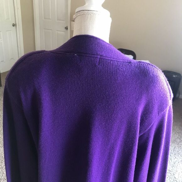 FITTING IMAGE Woman's Purple Cardigan Open Front Long Sleeves Pockets Sz 20/22 - Picture 4 of 16